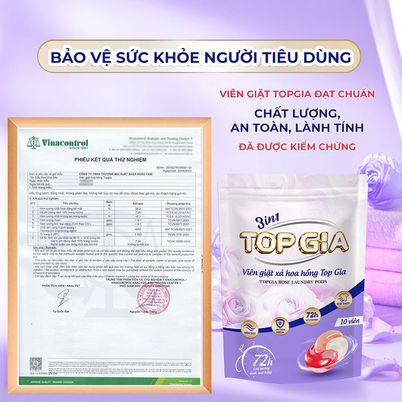Viện giặt hương hoa hồng túi 10 viên