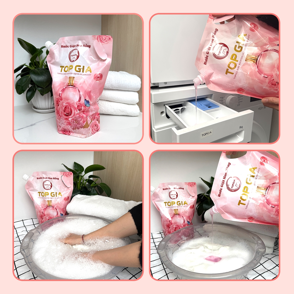 Nước giặt xả hương hoa hồng