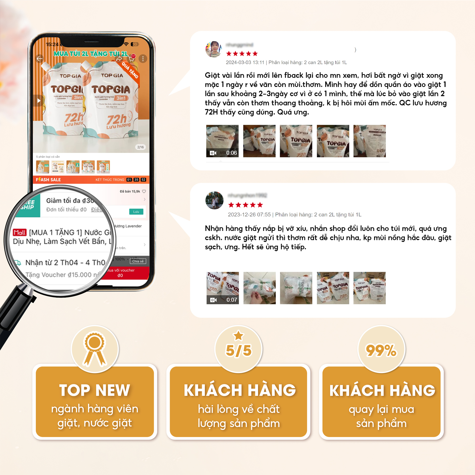 Nước giặt TopGia 3in1