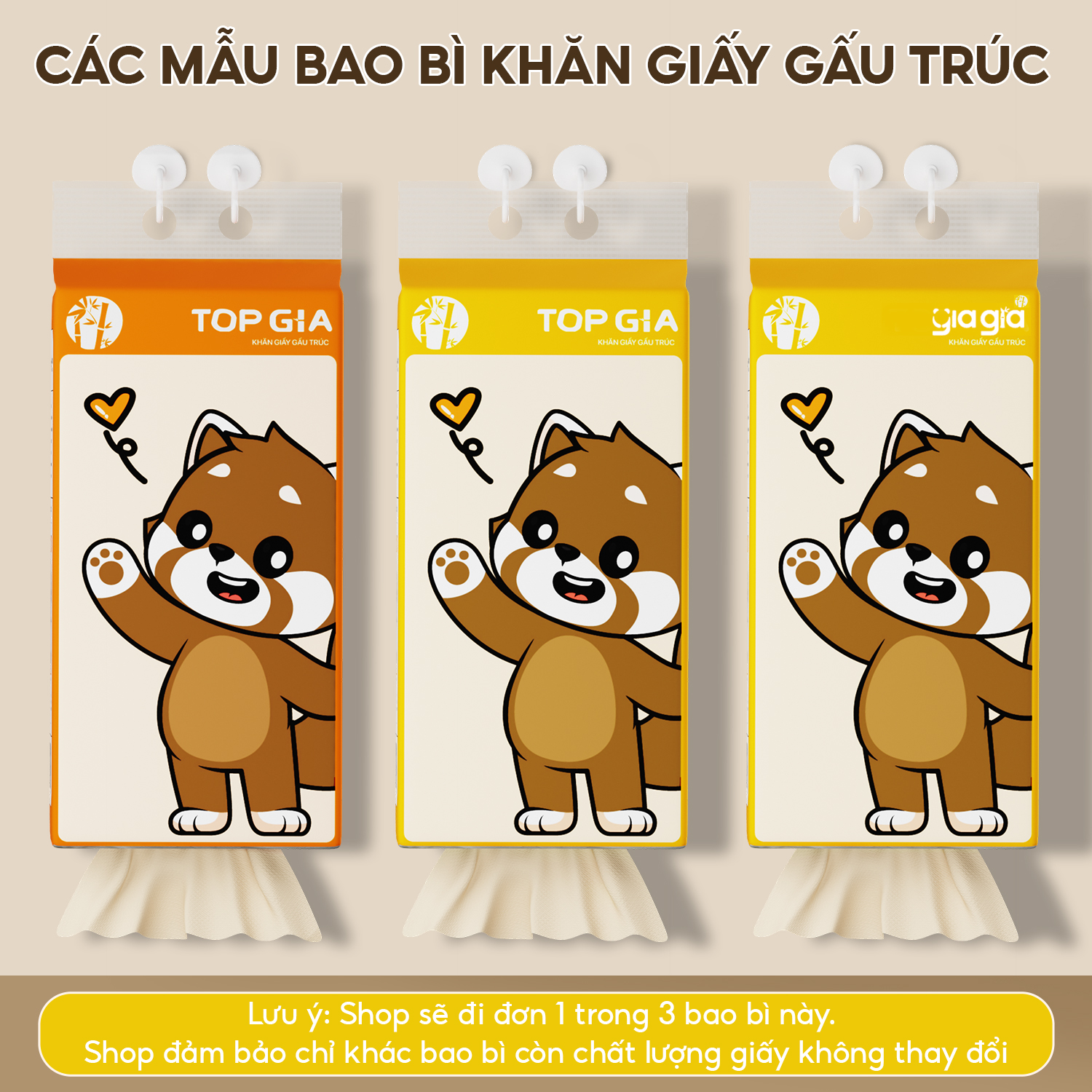 Khăn giấy gấu trúc Top Gia 1000 tờ, 4 lớp mềm mịn làm từ bột tre nguyên chất