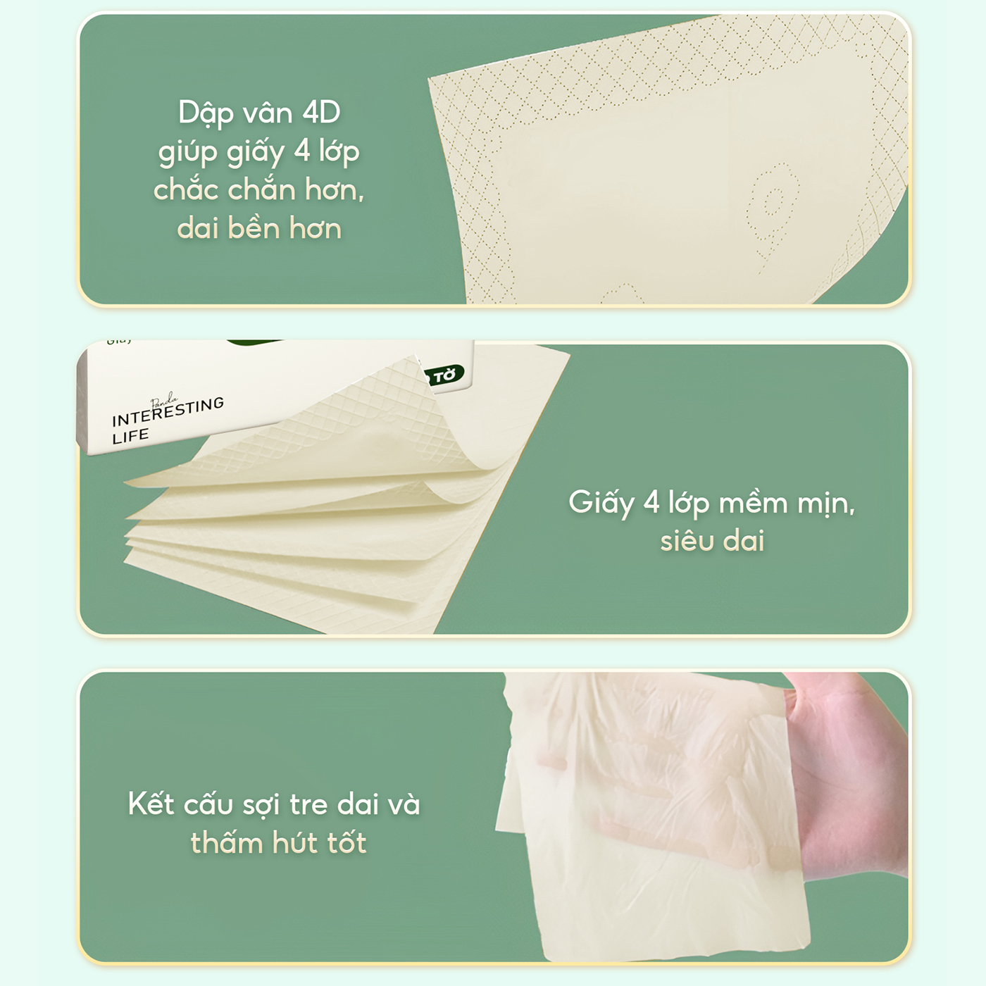 Giấy ăn rút gấu trúc Top Gia 280 tờ làm từ bột tre không chất tẩy trắng, an toàn