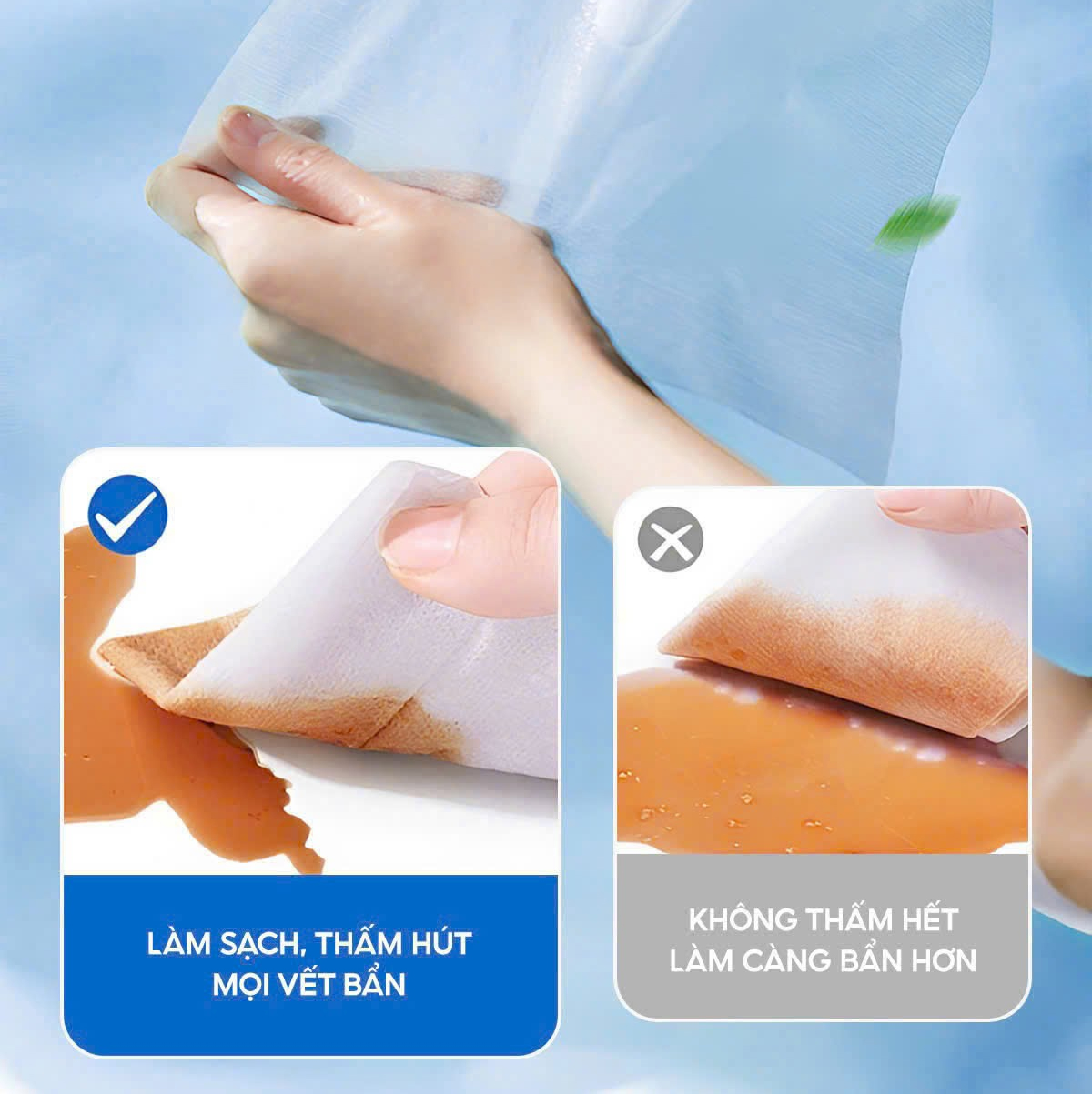 Khăn ướt mini TOPGIA túi 10 gói 8 tờ mềm mại, không mùi không parabens