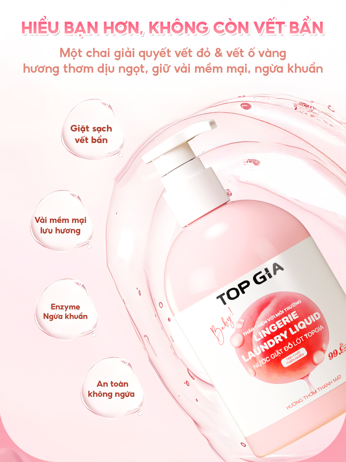 Nước giặt đồ lót sinh học TopGia 200ml khử mùi kháng khuẩn 99%