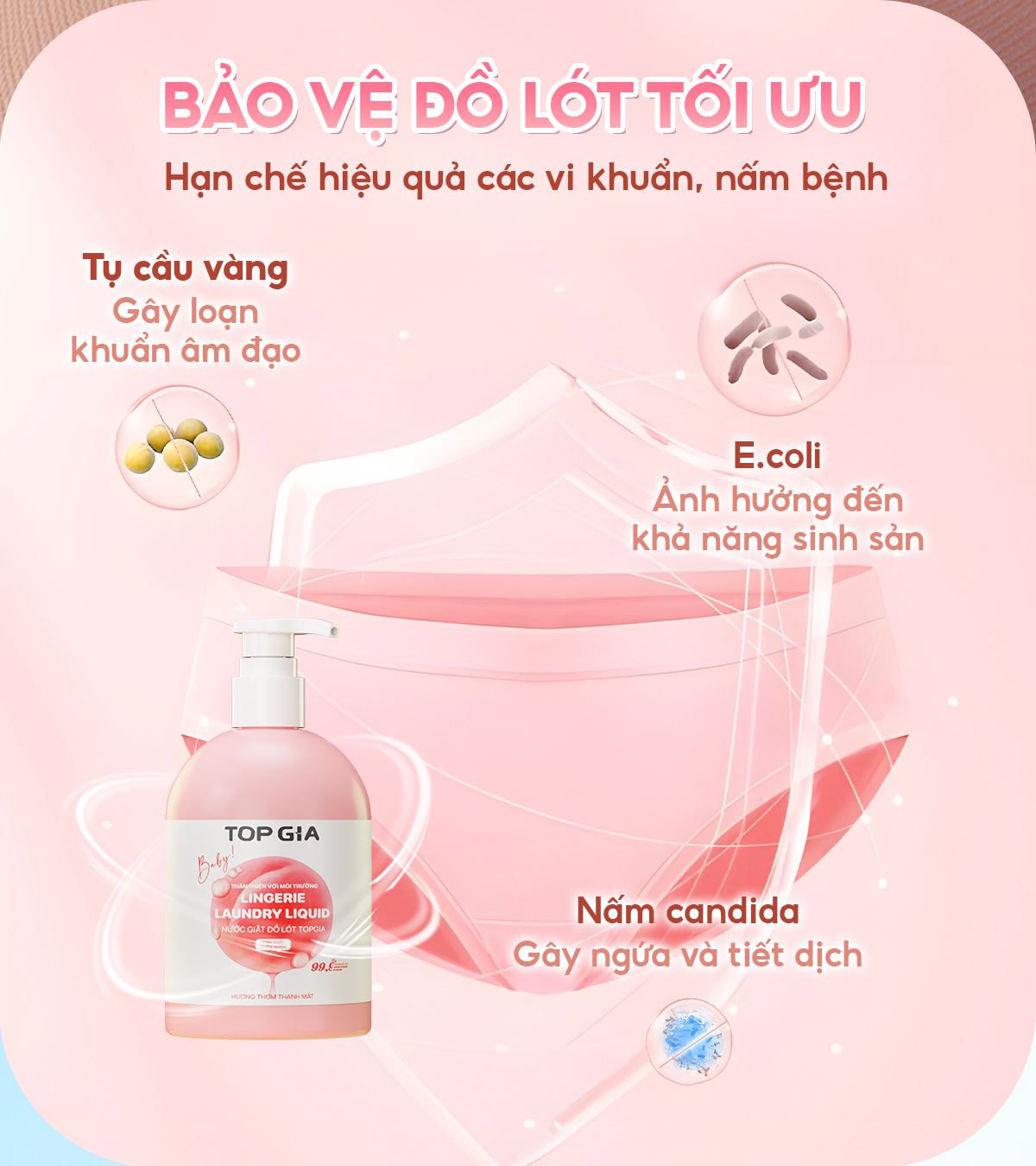 Nước giặt đồ lót sinh học TopGia 200ml khử mùi kháng khuẩn 99%