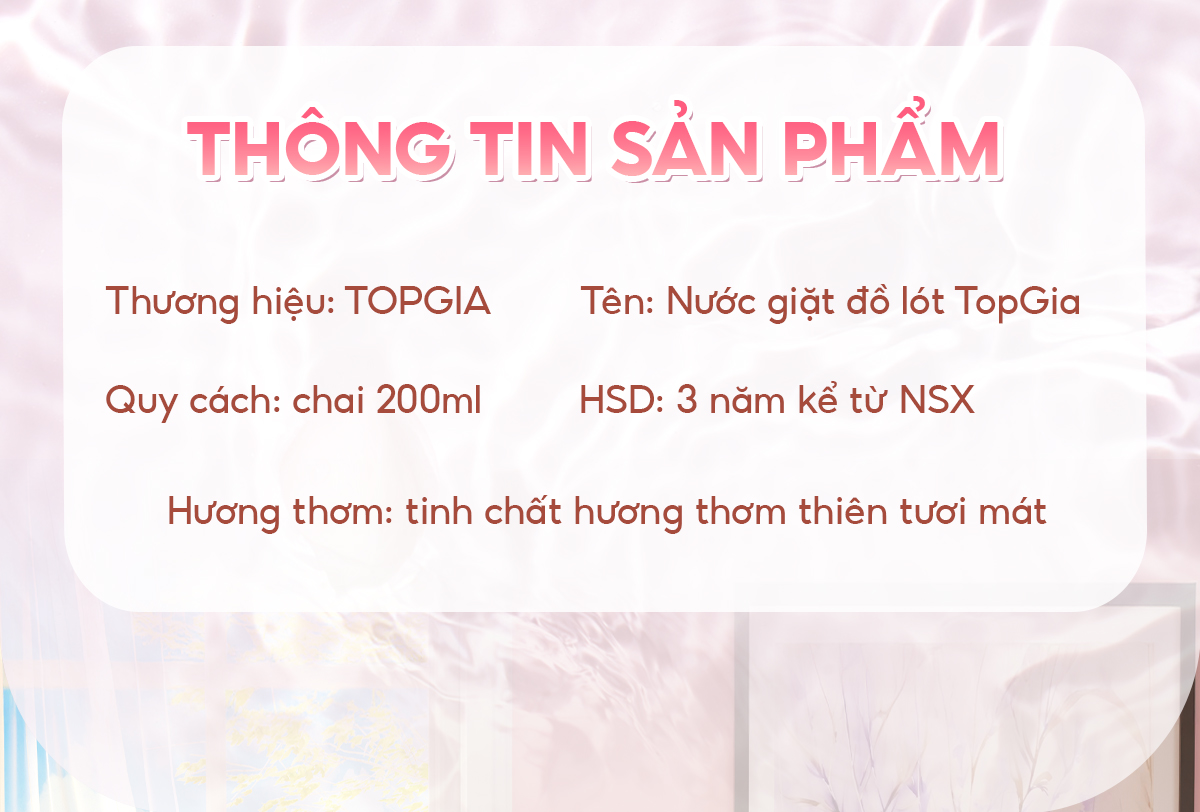 Nước giặt đồ lót sinh học TopGia 200ml khử mùi kháng khuẩn 99%