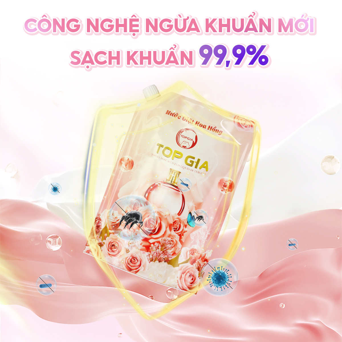Nước giặt xả hương hoa hồng