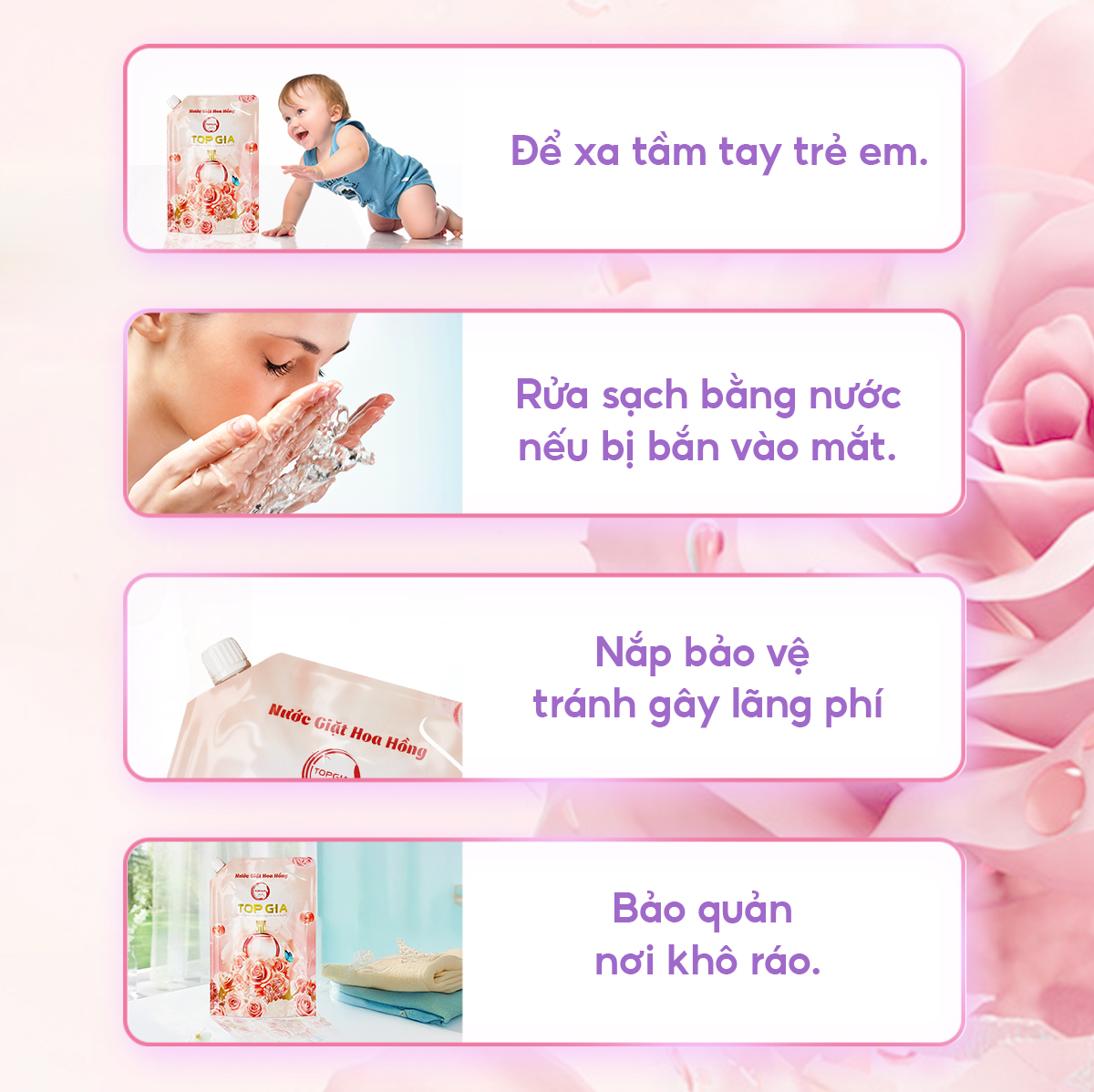 Nước giặt xả hương hoa hồng
