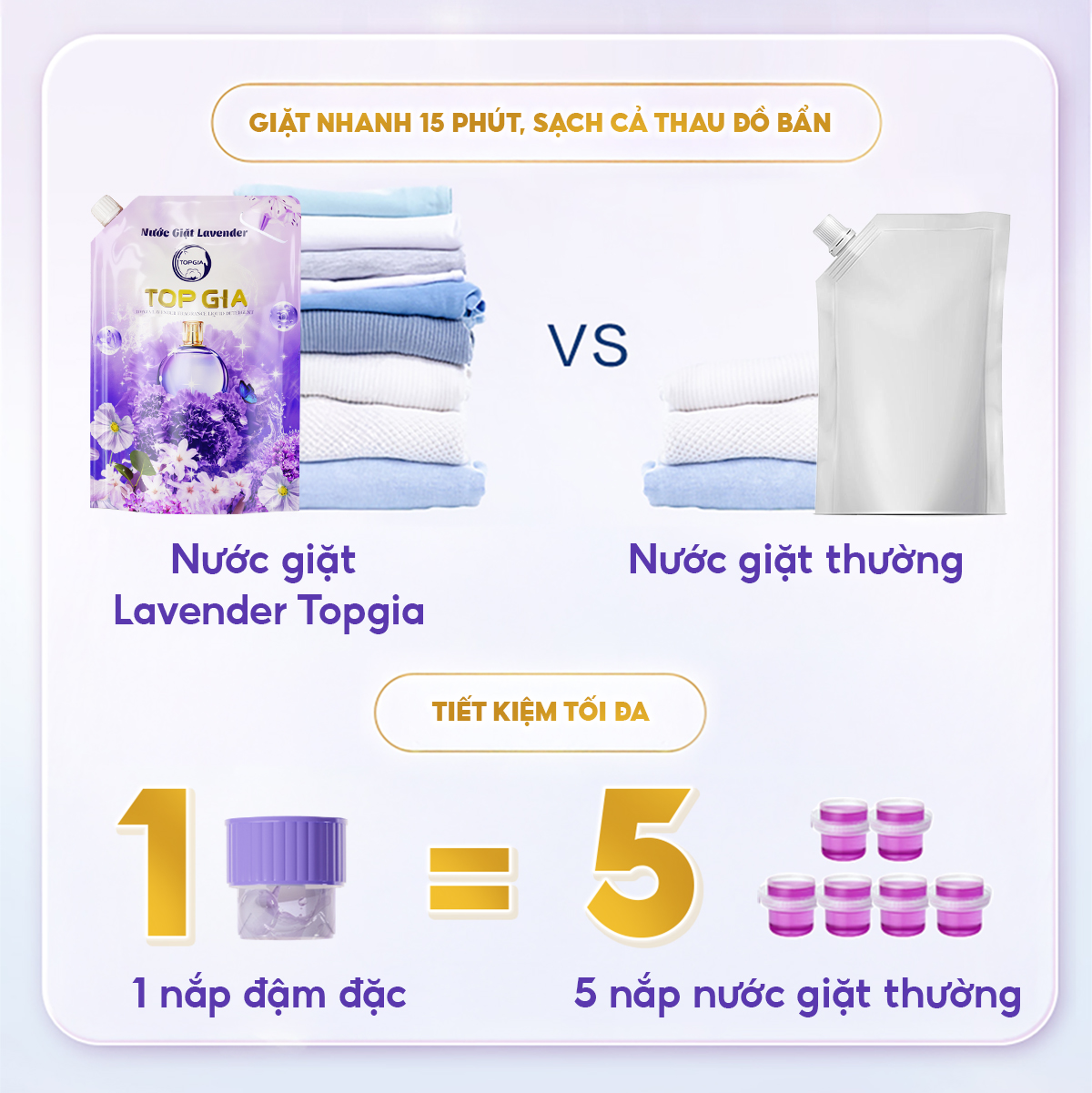 Nước giặt xả TopGia hương lavender lưu hương 72h an toàn cho da