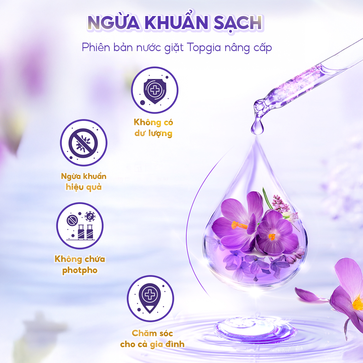 Nước giặt xả TopGia hương lavender lưu hương 72h an toàn cho da