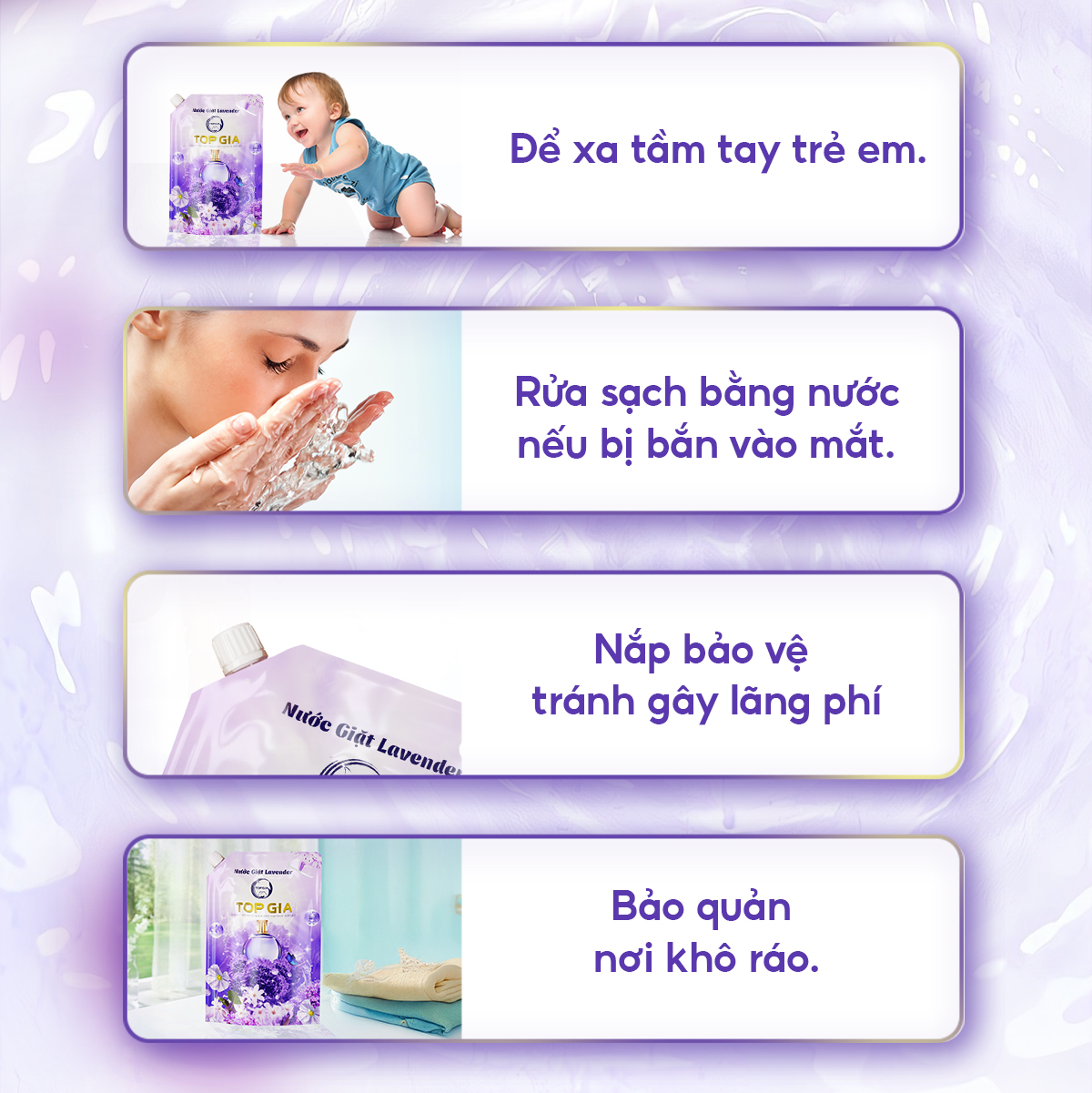 Nước giặt xả TopGia hương lavender lưu hương 72h an toàn cho da
