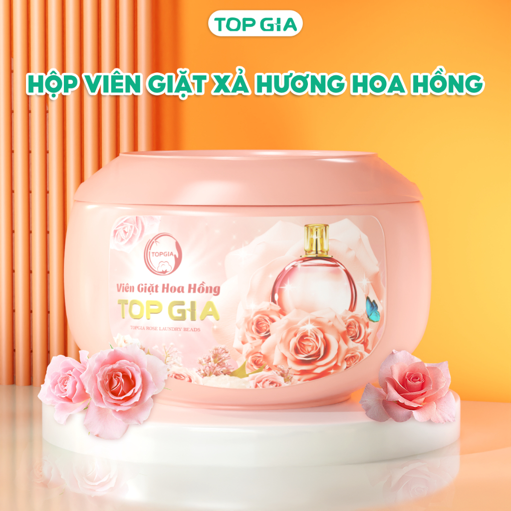 Viên giặt xả TopGia 3 trong 1 tiện lợi hương lavender, hoa hồng thơm dịu nhẹ