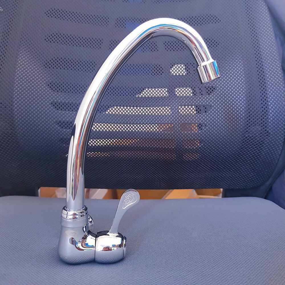Vòi Rửa Chén Lạnh Âm Tường Wufeng WF142D Chính Hãng – Đồng Mạ Crom Niken Cao Cấp