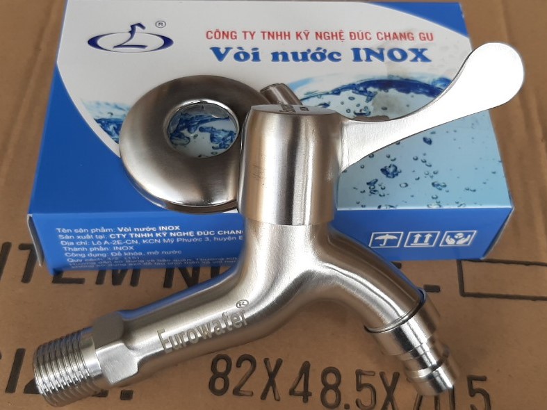 Vòi nước inox 304 cao cấp chính hãng Eurowater phi 21 thân dài
