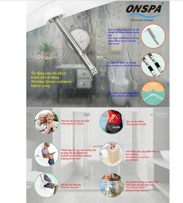 BỘ XỊT VỆ SINH THÔNG MINH KHÔNG ĐIỆN ONSPA 106VS03 – TIỆN LỢI, BỀN BỈ, DỄ LẮP ĐẶT