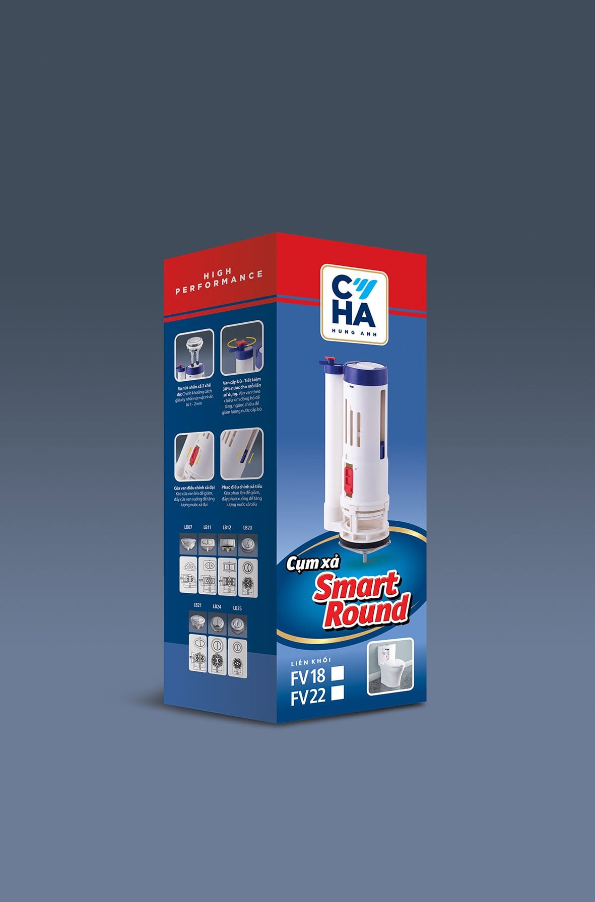 Cụm Xả Smart Round Low Liền Khối FV22 – Xả Mạnh, Tiết Kiệm Nước, Độ Bền Cao