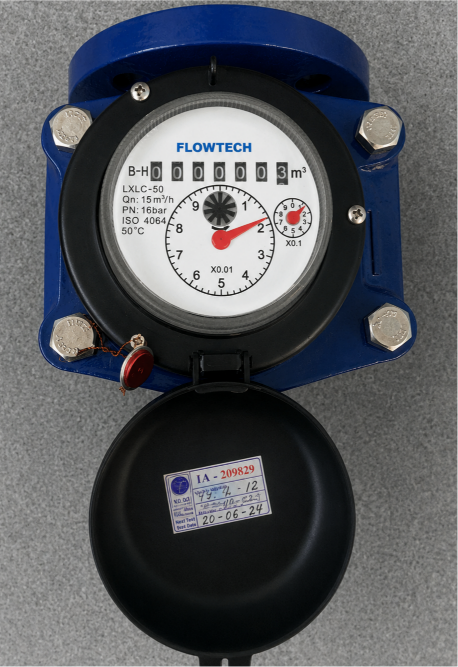 ĐỒNG HỒ ĐO LƯU LƯỢNG NƯỚC SẠCH FLOWTECH LXLC-50 DN50 – Nối Bích PN16, Truyền Động Từ Mặt Số Khô