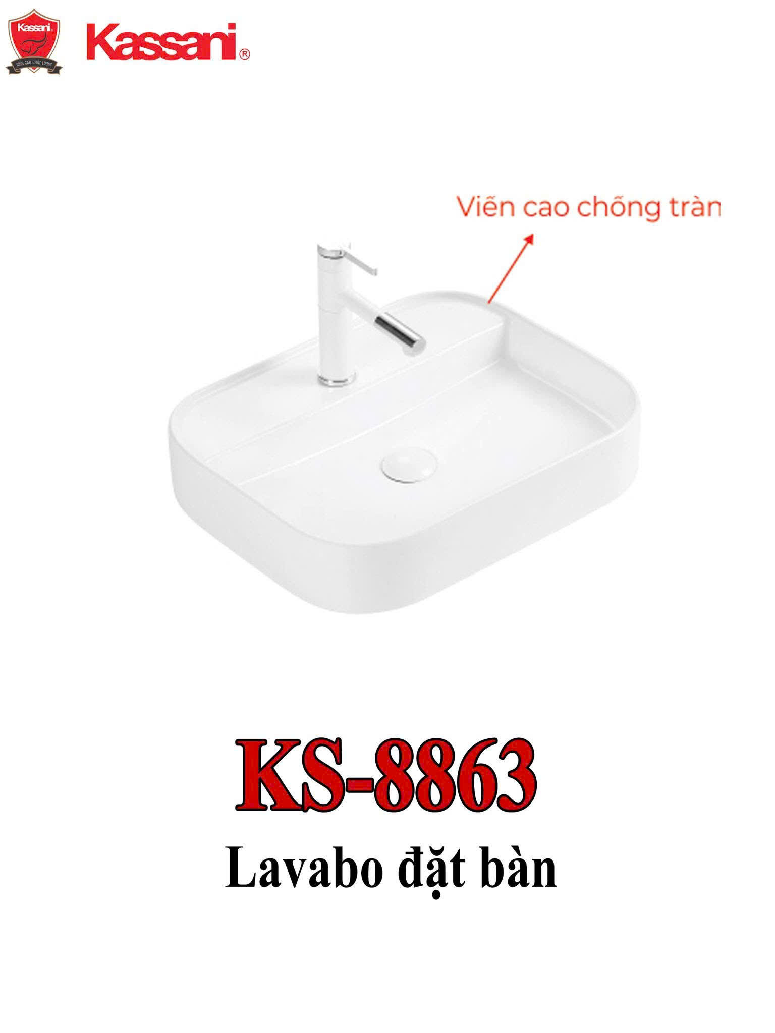 Lavabo đặt bàn - sứ siêu mỏng Kassani KS-8863