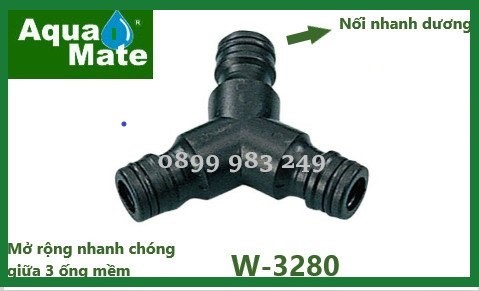 Cút nối nhanh dương chia 3 hướng ống mềm 14mm-21mm AQUAMATE ĐÀI LOAN - Mã W3280