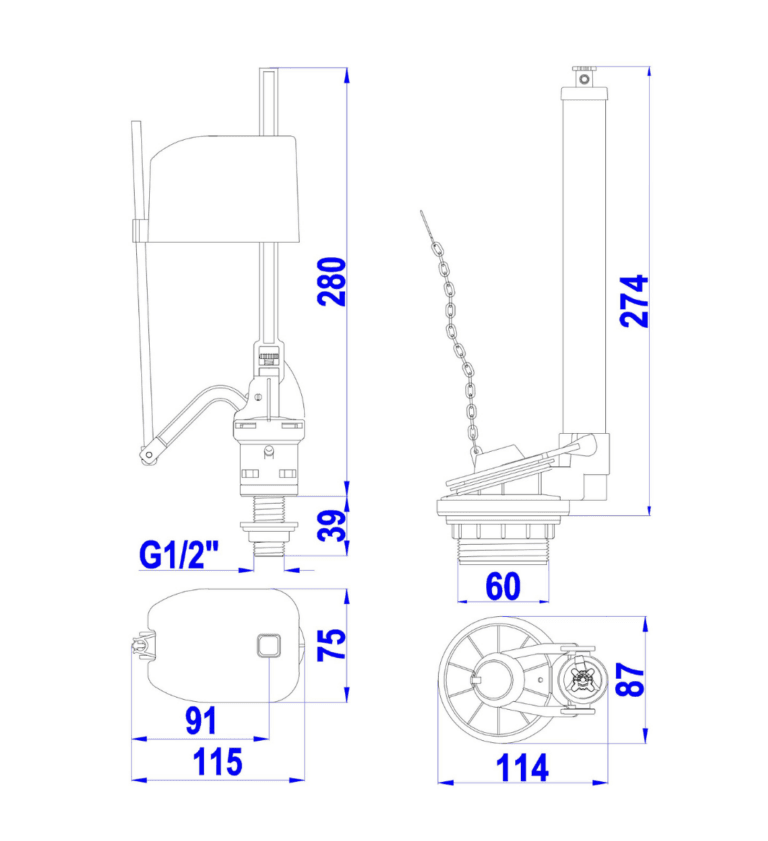 Bộ Xả Piston Một Cấp Hùng Anh VS0103 – Cấp Nhanh, Êm, Siêu Bền