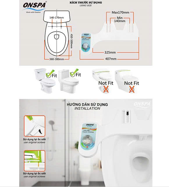 BỘ XỊT VỆ SINH THÔNG MINH KHÔNG ĐIỆN ONSPA 106VS02