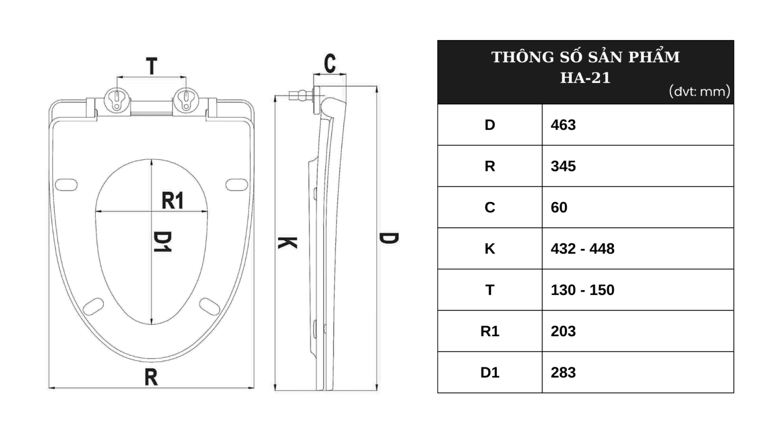 NẮP BÀN CẦU RƠI ÊM HA-21 – NHỰA PP CAO CẤP, ĐÓNG MỞ NHẸ NHÀNG, BỀN BỈ 100.000 LẦN