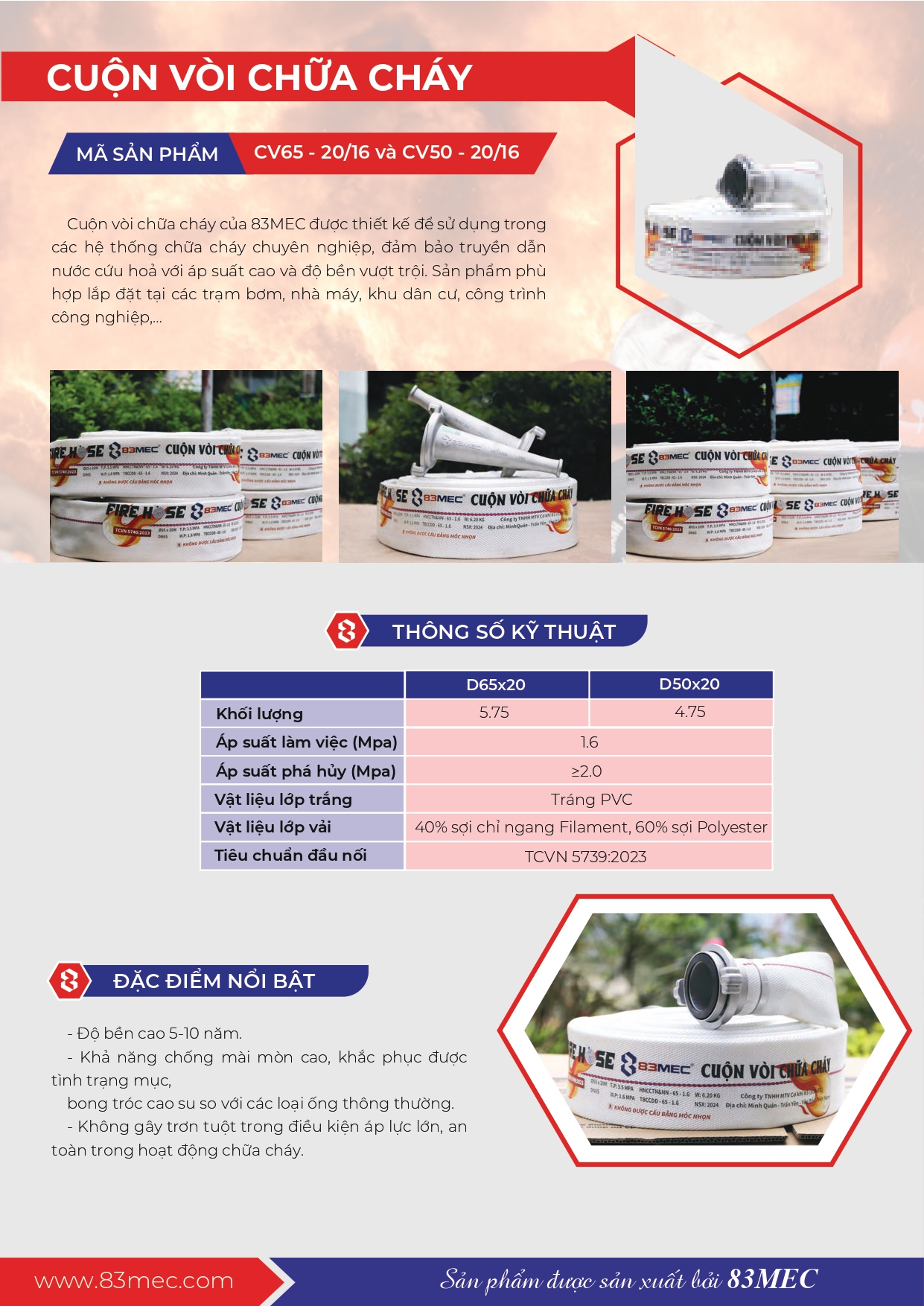 Cuộn Vòi Chữa Cháy D65, D50 – Thiết Bị PCCC An Toàn, Chất Lượng