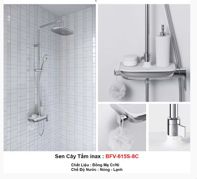 🚿 Sen Tắm Cây INAX BFV-615S-8C Chính Hãng – Thiết Kế Sang Trọng, Tắm Thư Giãn Chuẩn Nhật