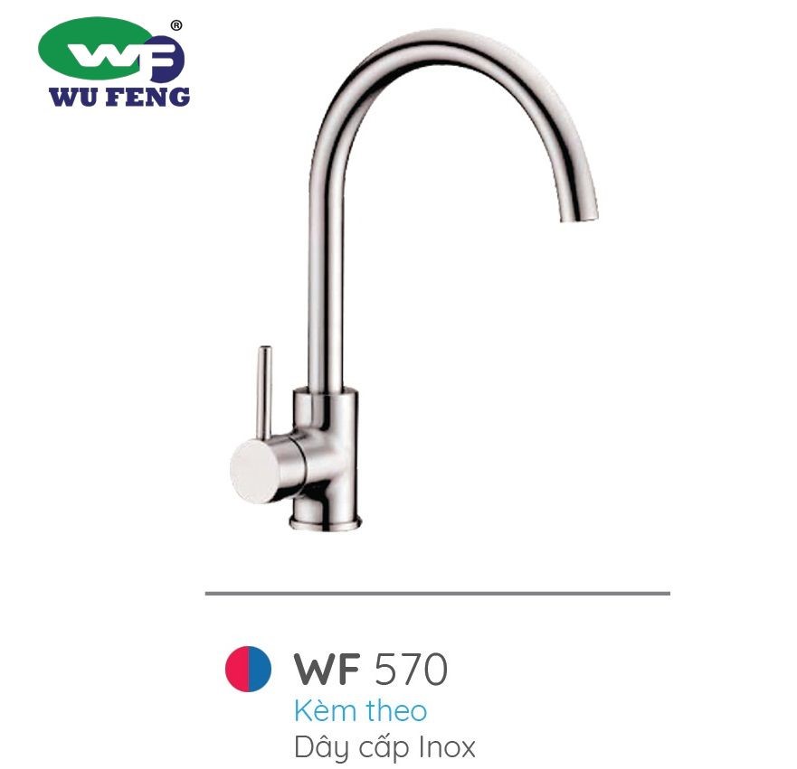 Vòi Rửa Chén Nóng Lạnh Wufeng WF-570 Cao Cấp – Đồng Nguyên Chất, Mạ 6 Lớp Niken Crom