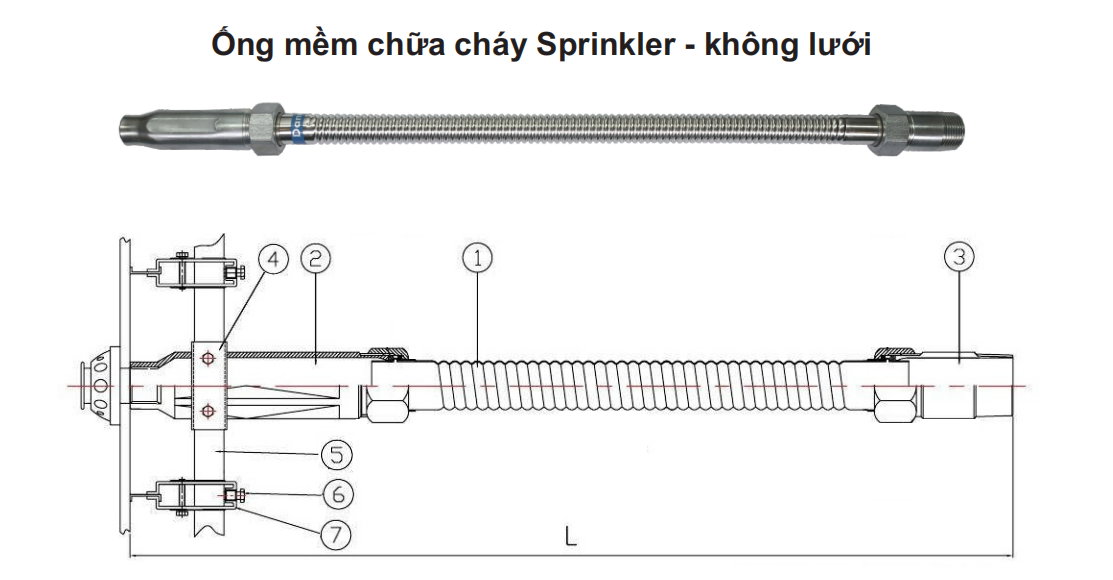 Ống Mềm Chữa Cháy Sprinkler – Không Lưới | Ống Inox SUS304 Chính Hãng