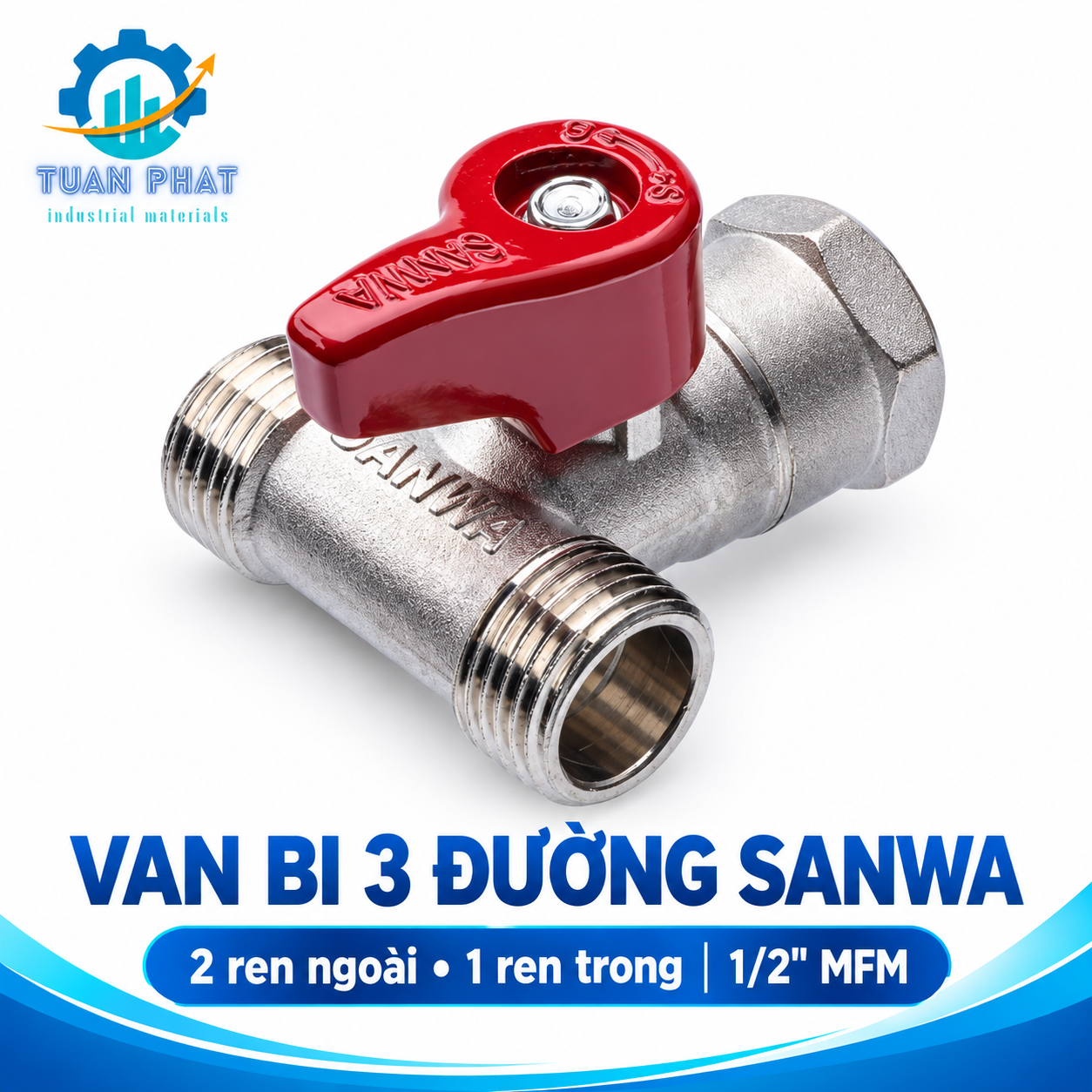 Van Bi 3 Đường Nước 2 ren ngoài 1 ren trong SANWA 1/2” MFM – Tiện Dụng Cho Mọi Hệ Thống Cấp Nước