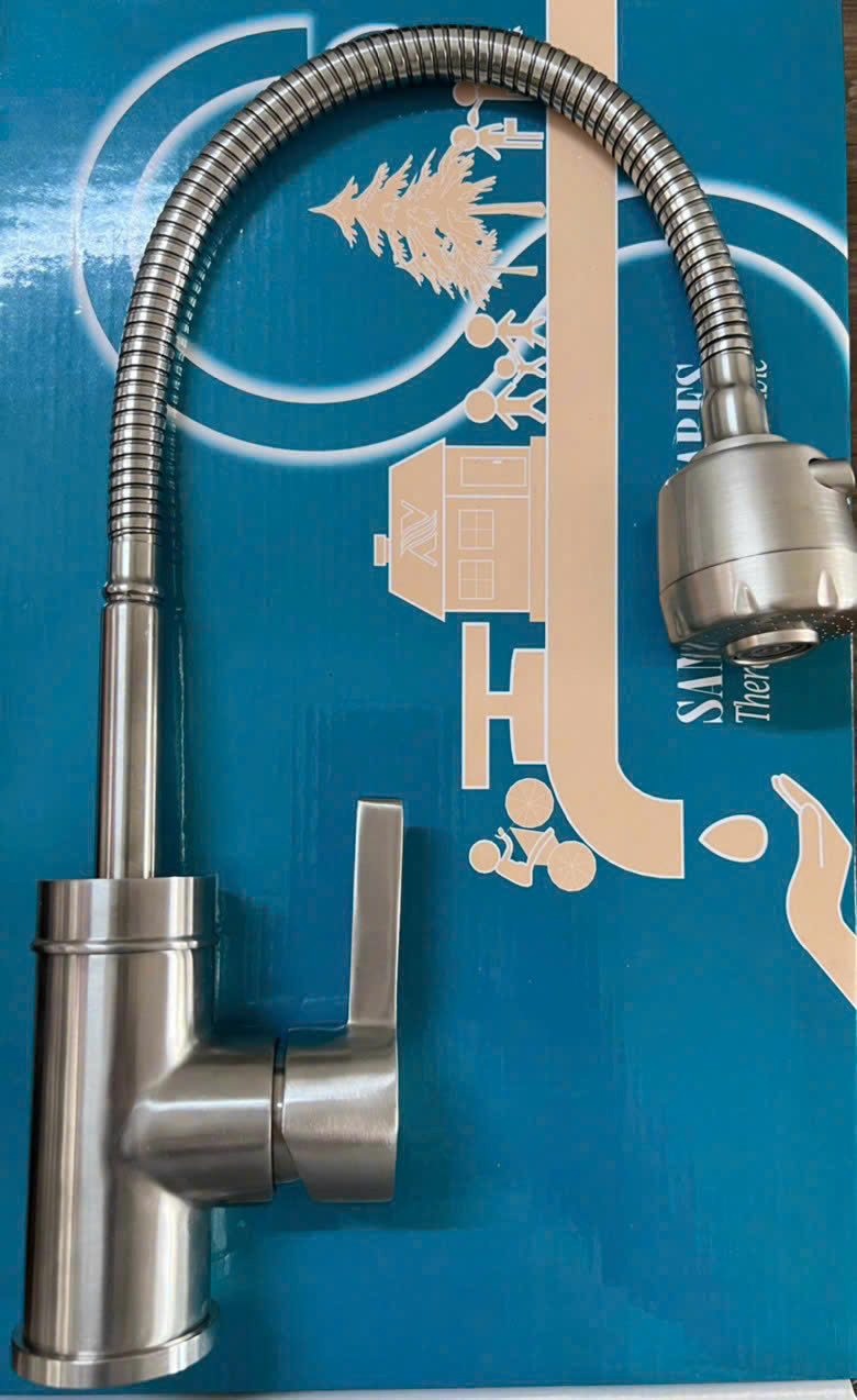 VÒI RỬA CHÉN NÓNG LẠNH INOX 304 CẦN MỀM – ĐẦU XOAY LINH HOẠT CAO CẤP