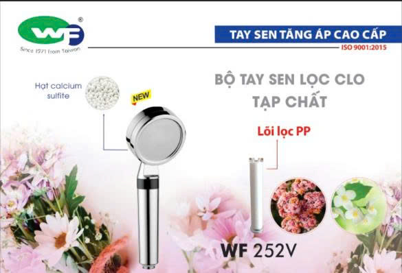 Bộ Tay Sen Tăng Áp Wufeng WF-252V Có Lõi Lọc PP – Tăng Áp Mạnh, Lọc Sạch Nước Hiệu Quả