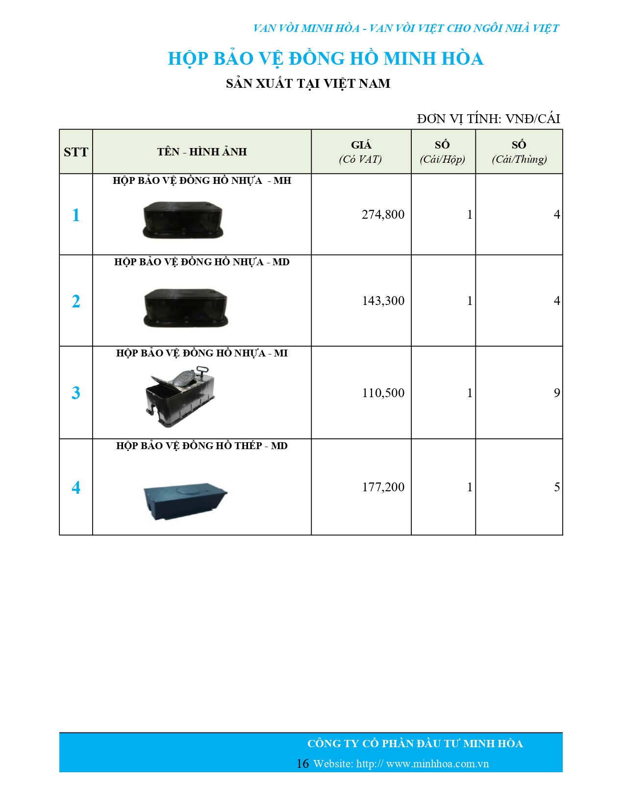 Bảng giá phân phối Van vòi Minh Hòa  2026