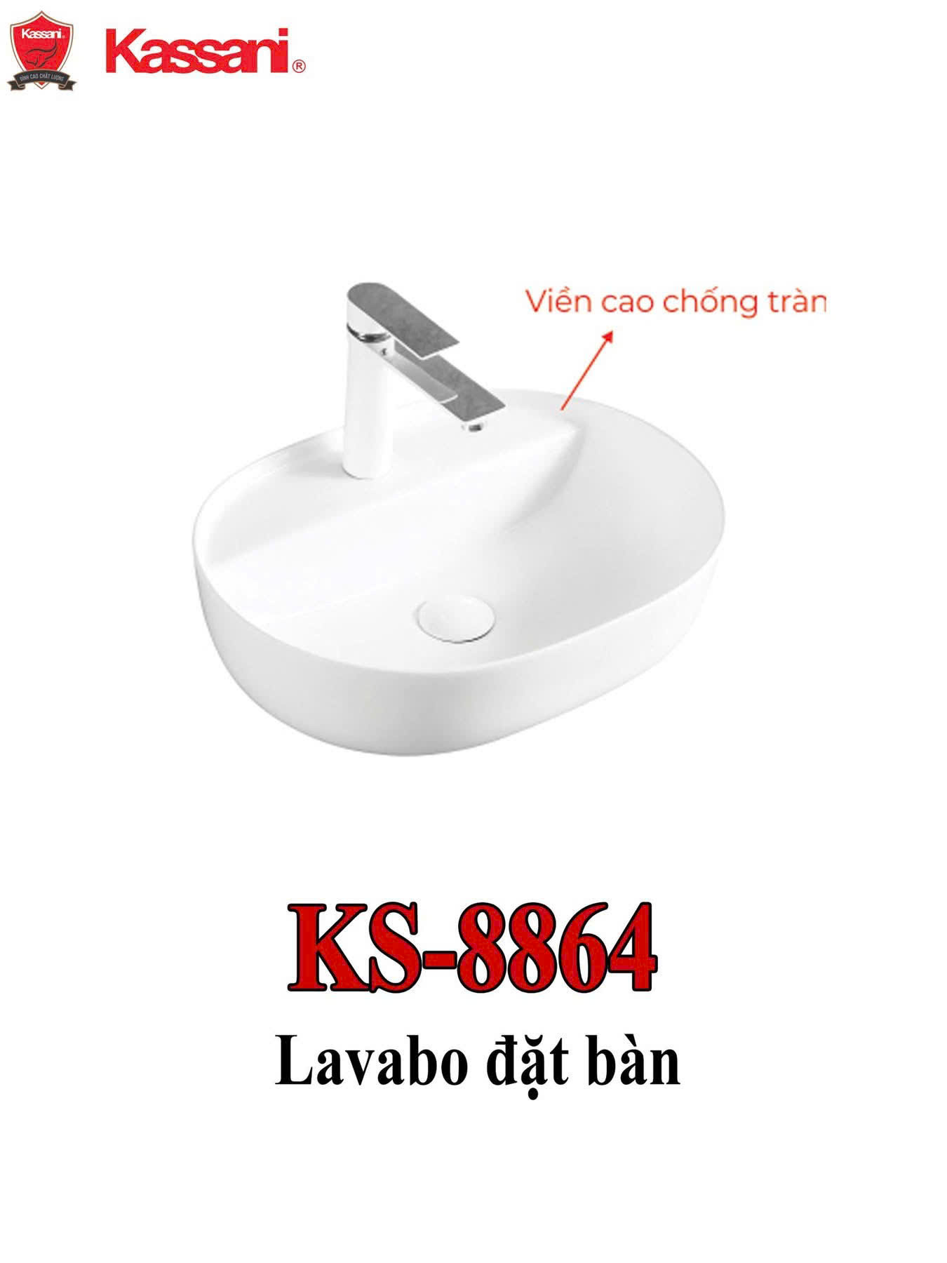 Lavabo đặt bàn - sứ siêu mỏng Kassani KS-8864
