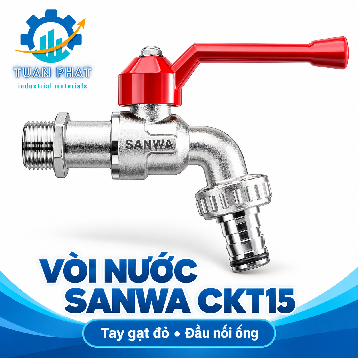 🚰 Vòi Đầu Dài SANWA 1/2” CKT15 ren 21 Thái Lan – Vòi Nước Chính Hãng, Chống Gỉ, Siêu Bền