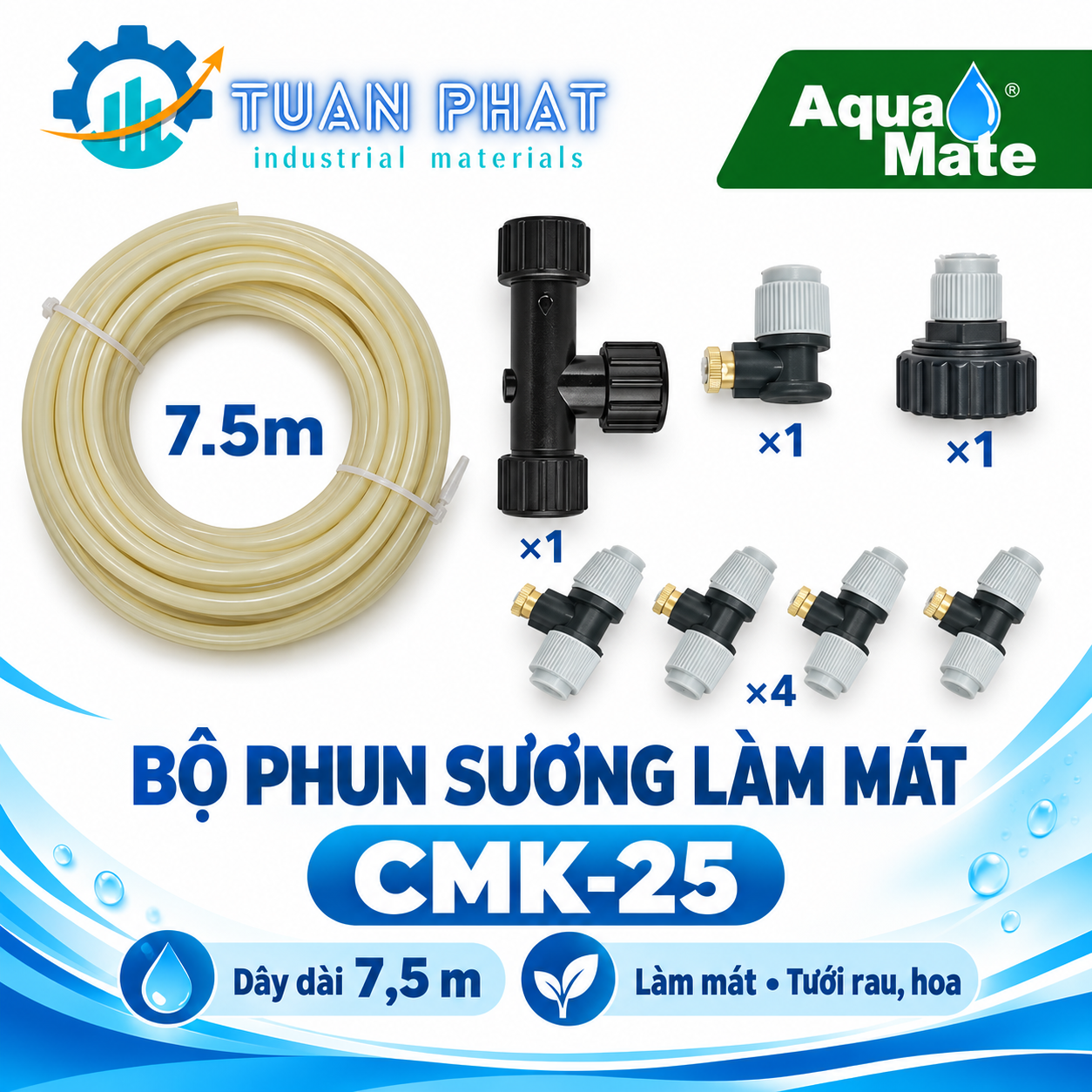 Bộ phun sương thông minh CMK-25 hiệu AquaMate Đài Loan (không dùng điện) dễ lắp đặt