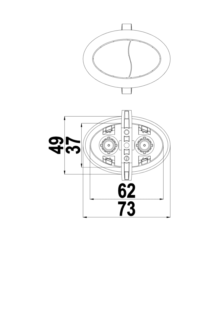 Cụm 2 Nhấn Oval F1 LB21 Hùng Anh – Nút Nhấn Xả Bồn Cầu 2 Chế Độ Tiết Kiệm Nước