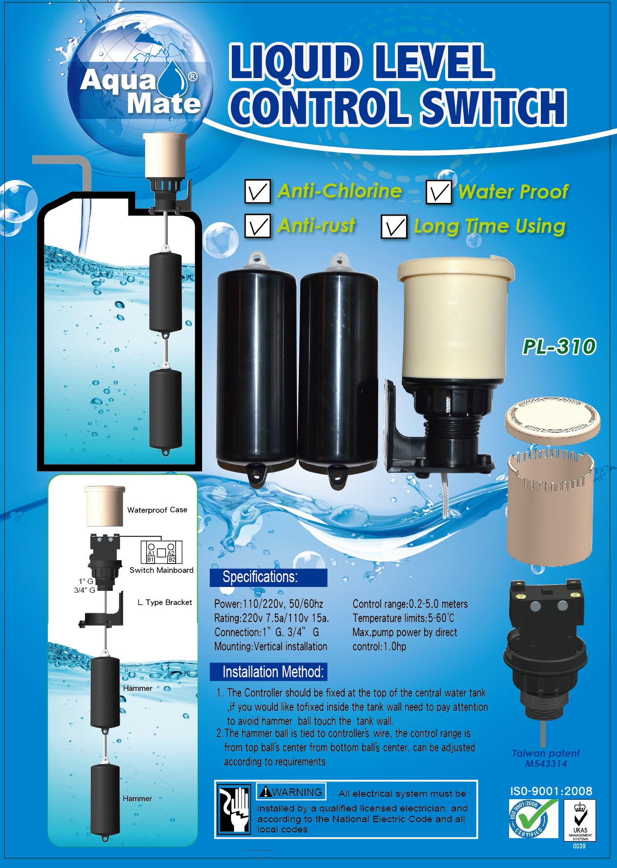 Phao Điện Chống Tràn Chống Cạn Chính Hãng Tự Động Ngắt mã hàng PL310