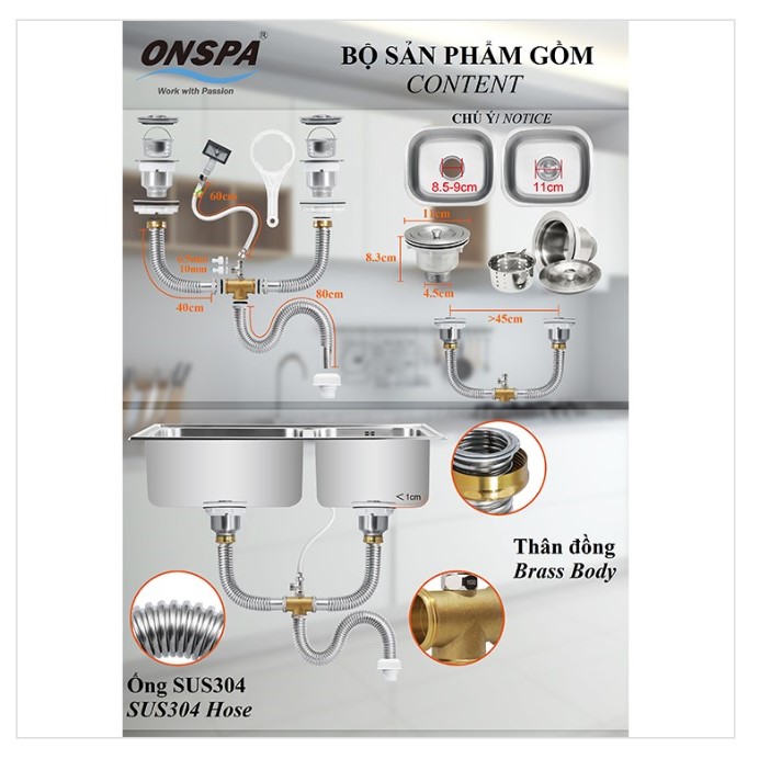 HỆ THỐNG THOÁT NƯỚC NHÀ BẾP ĐÔI ONSPA
