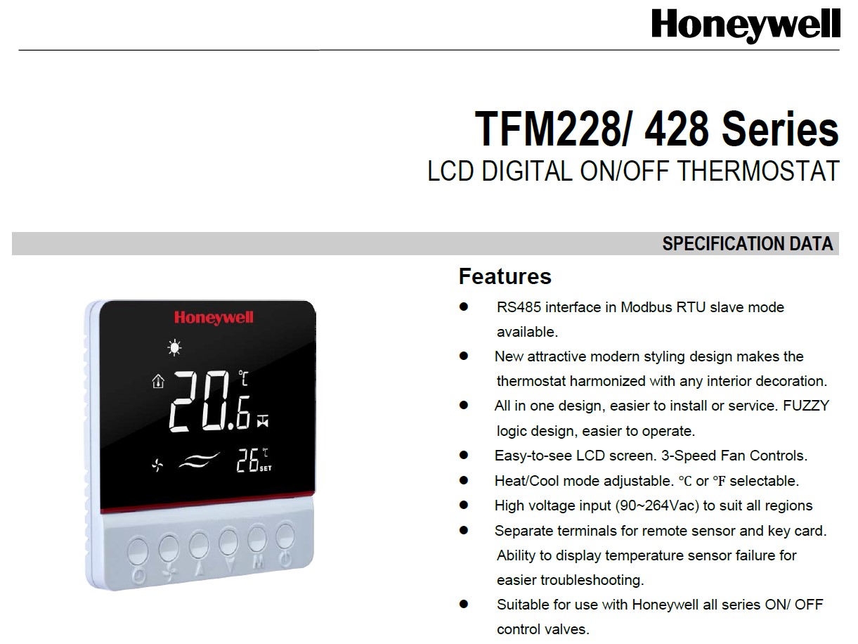 Bộ điều khiển nhiệt độ phòng TFM228N/U dùng cho FCU
