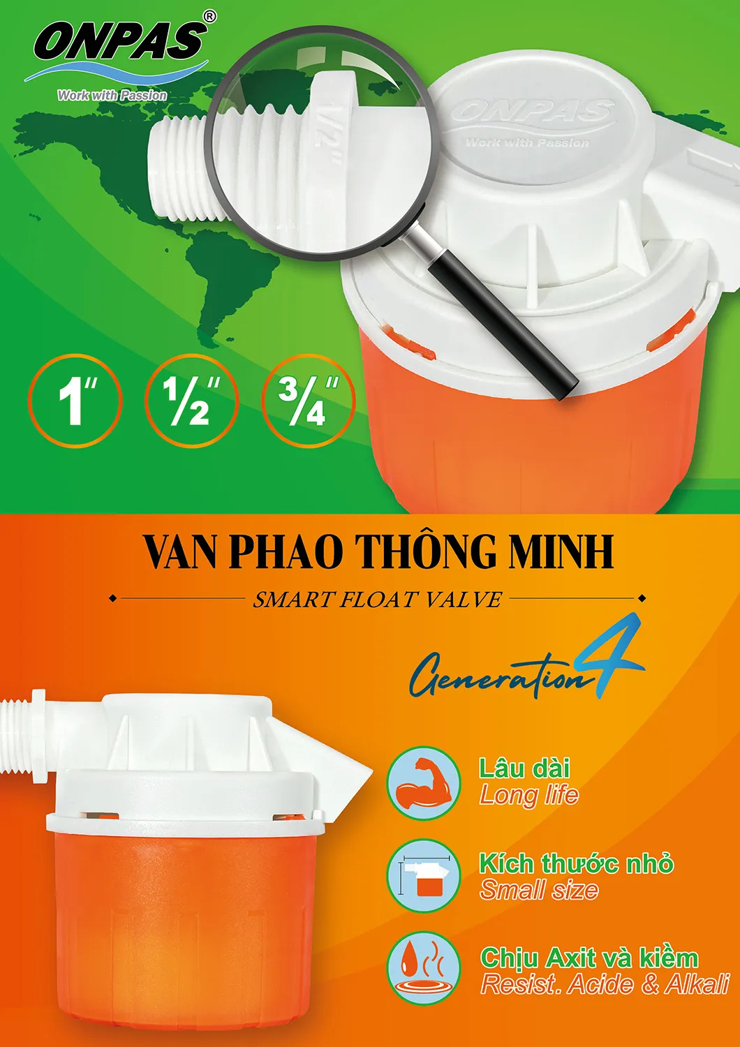 Van phao nhựa thông minh Onpas phi 21 27 34