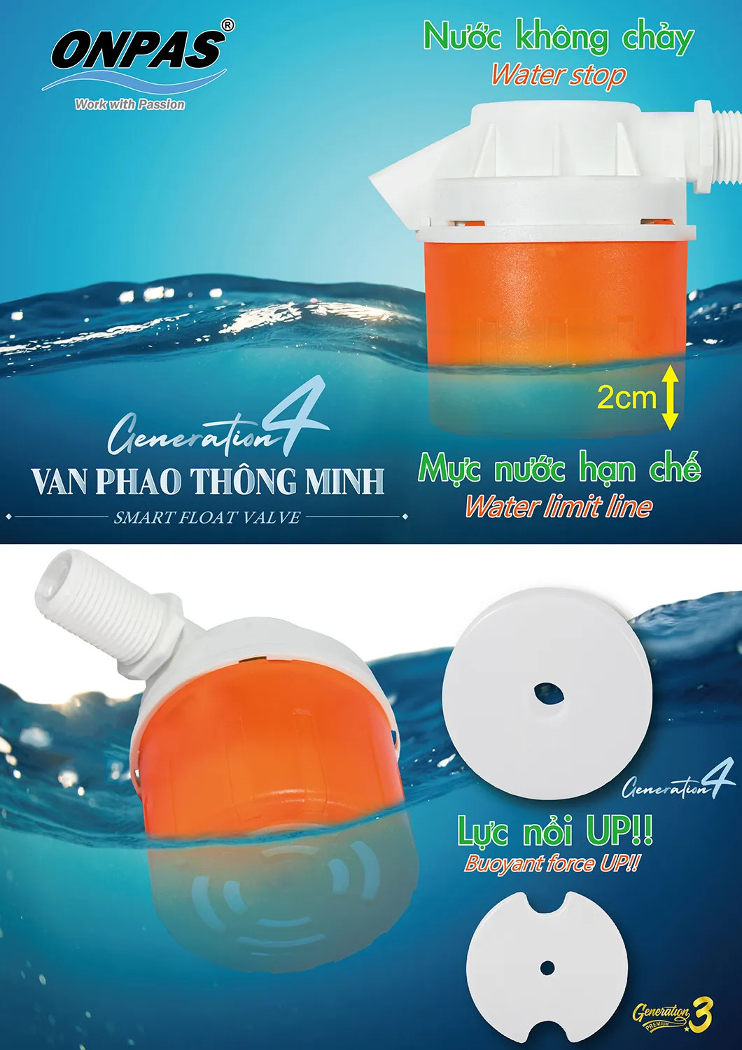 Van phao nhựa thông minh Onpas phi 21 27 34