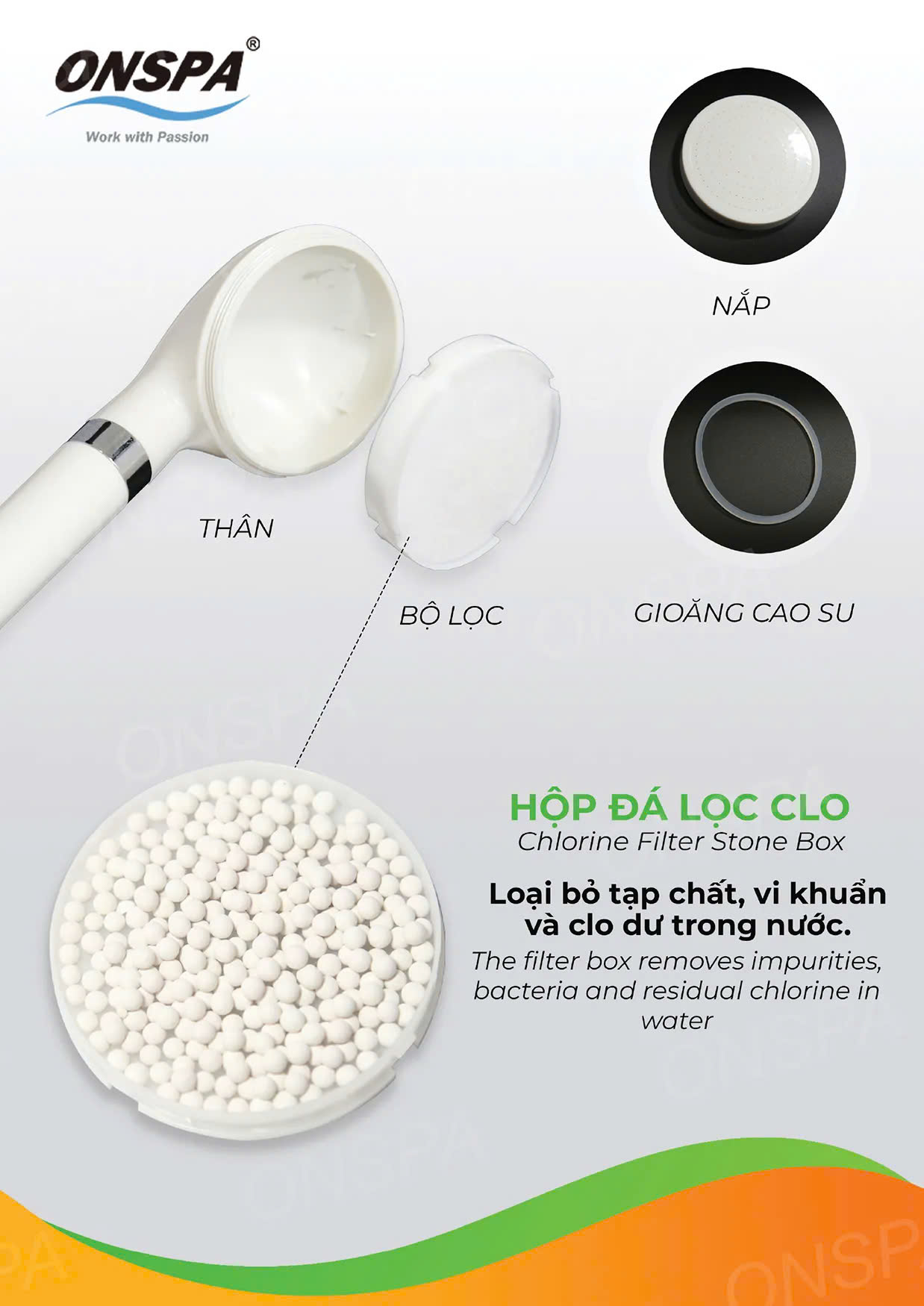 BỘ SEN PHUN SƯƠNG ONSPA M3 & M3A TĂNG ÁP MASSAGE CÓ HỘP ĐÁ LỌC CLO