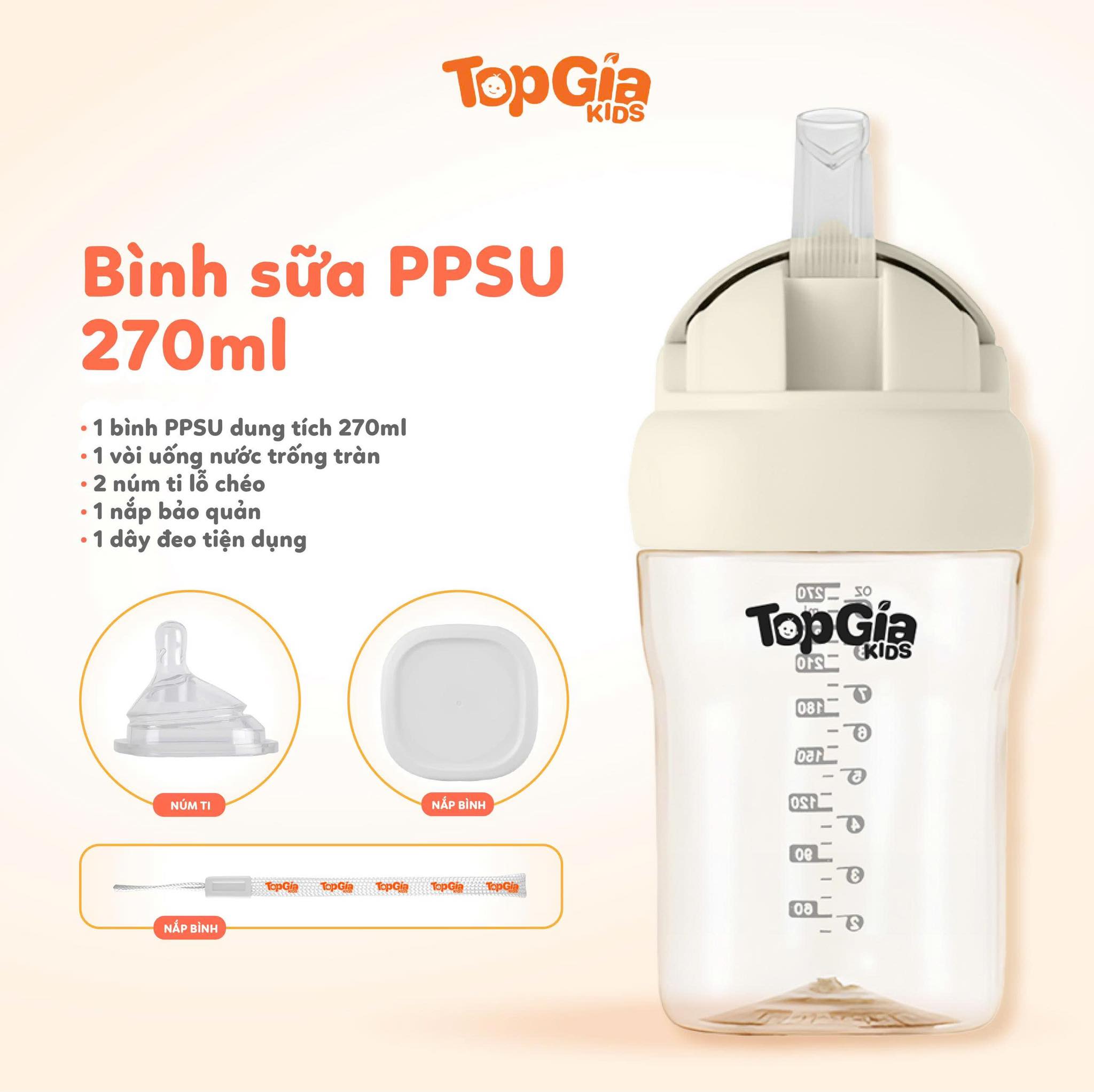 Bình sữa PPSU 270ml Topgiakids