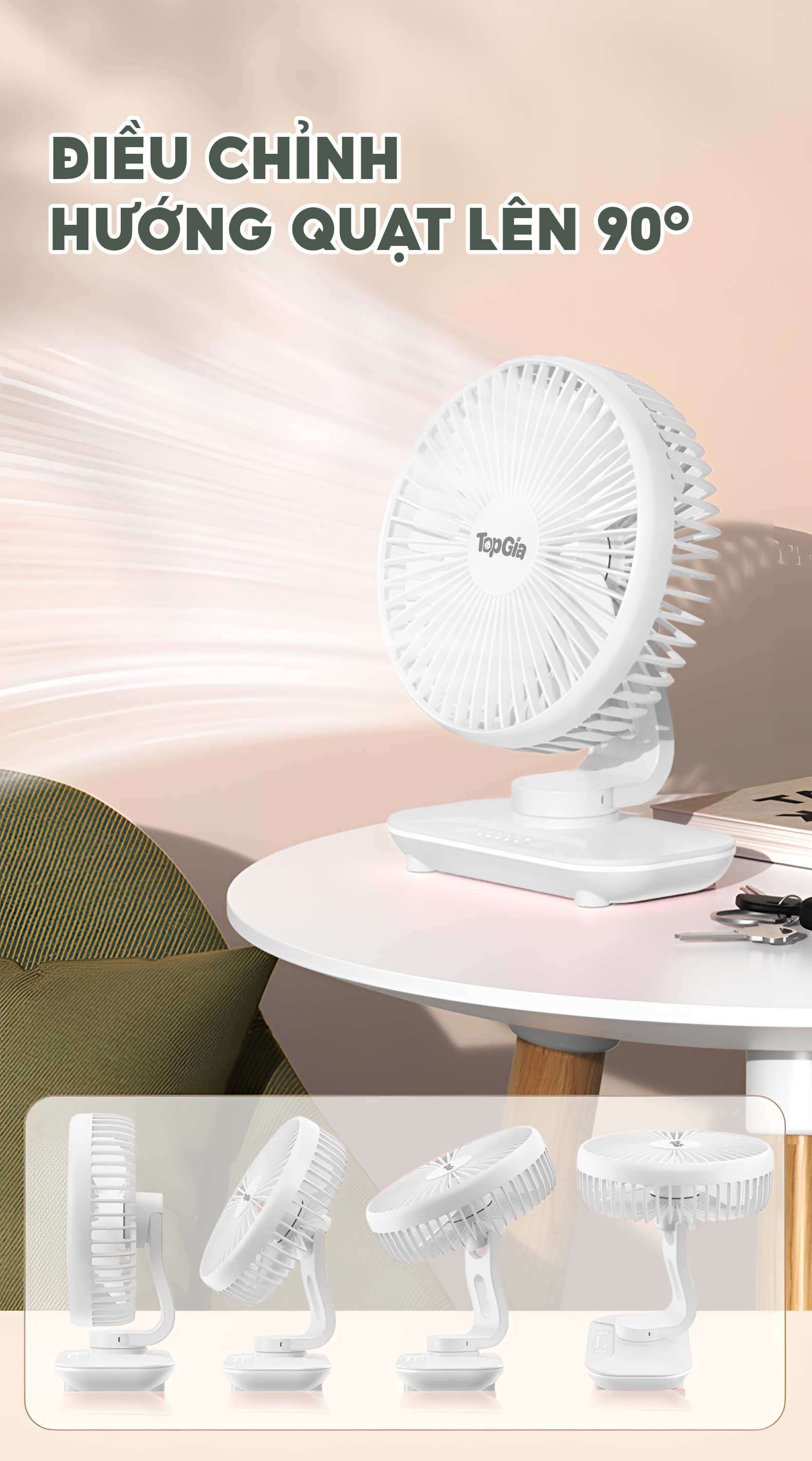 Quạt tích điện mini để bàn TopgiaKids M7-07