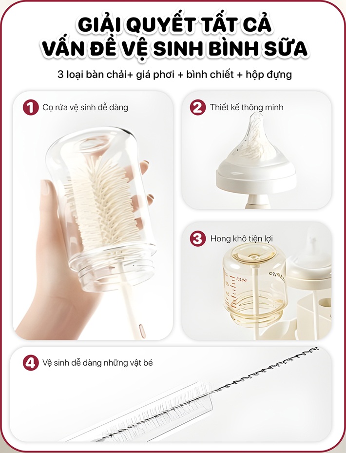 Bộ cọ vệ sinh bình 6 món