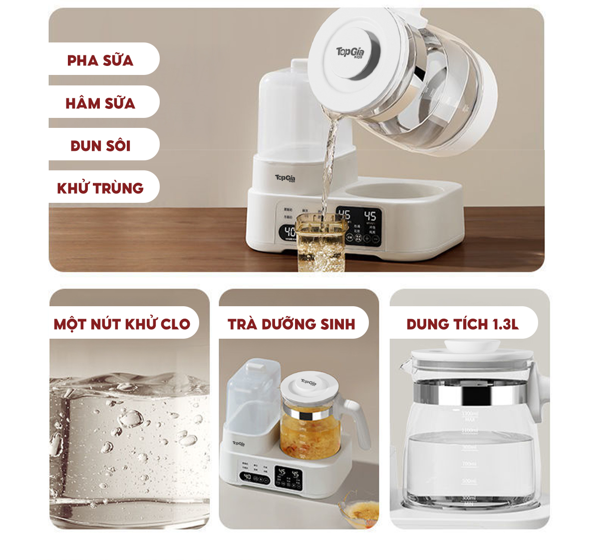 Máy đun pha sữa tiệt trùng đa năng 8878 TopgiaKids