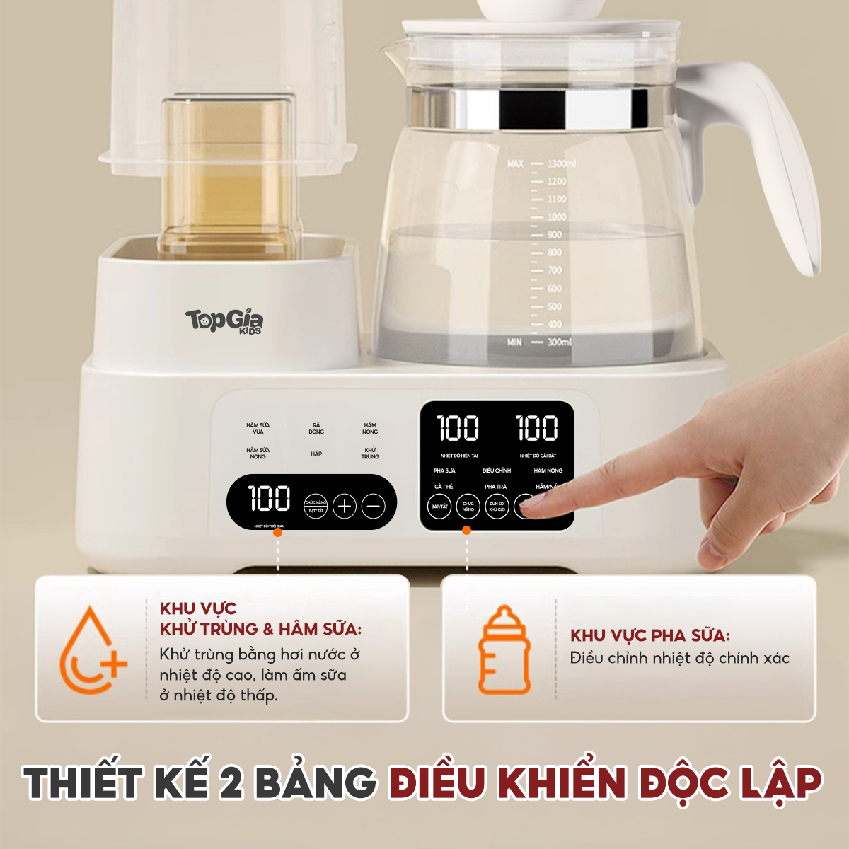 Máy đun pha sữa tiệt trùng đa năng 8878 TopgiaKids