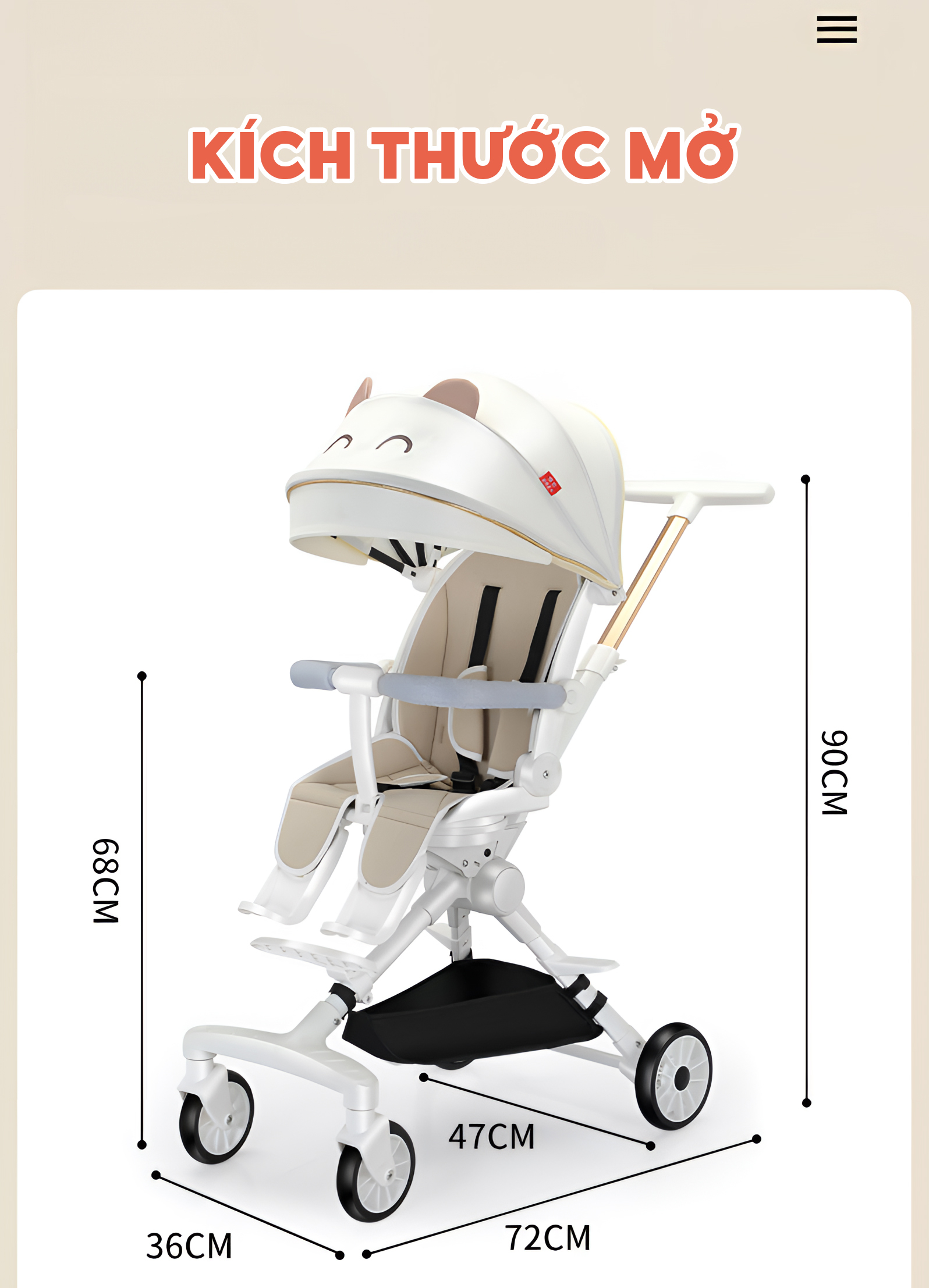 Xe đẩy gấp gọn trẻ em TopgiaKids M7-01