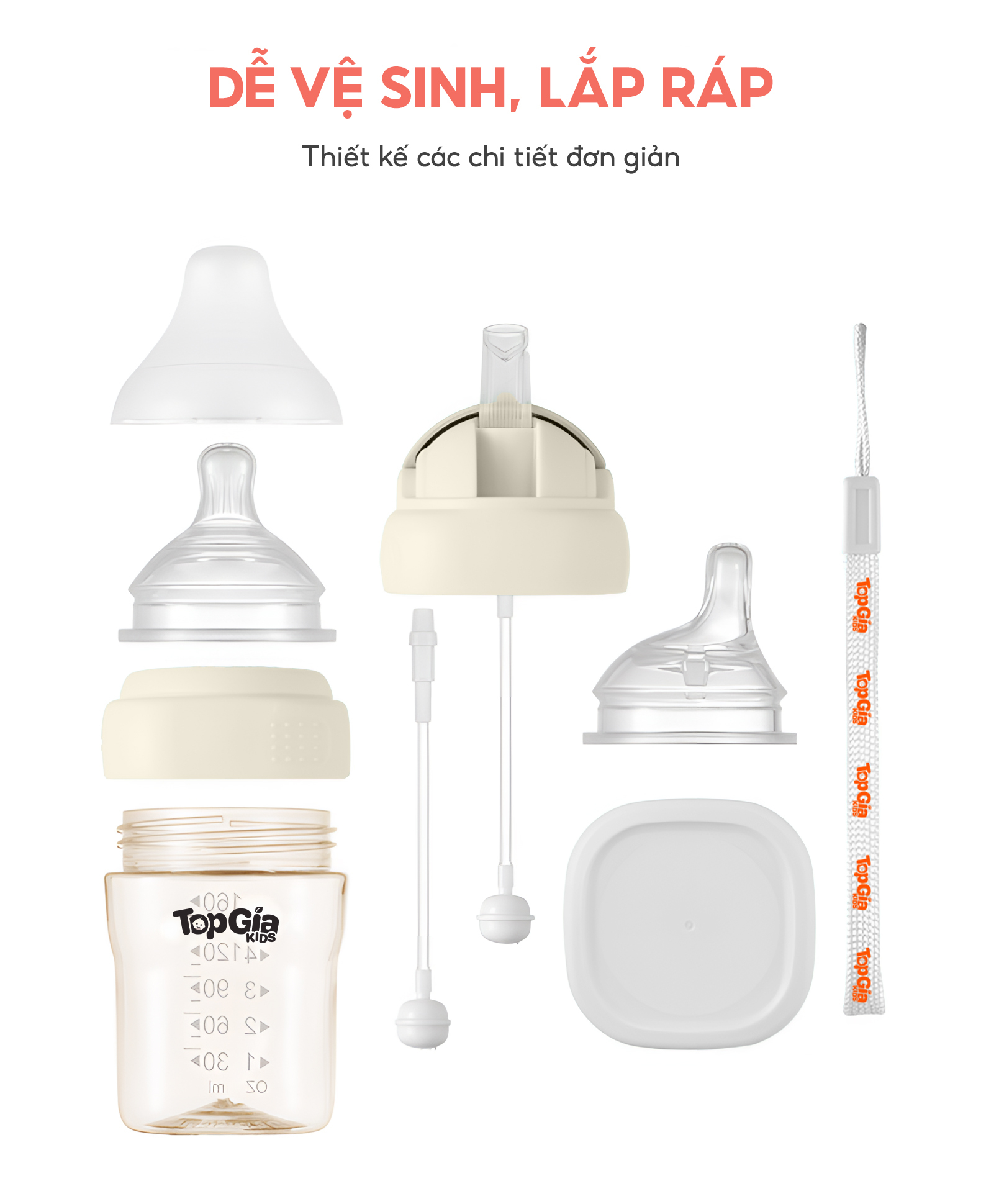 Bình sữa PPSU TopgiaKids cho bé 160ml/270ml